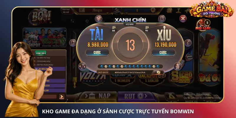 Kho game đa dạng ở sảnh cược trực tuyến BomWin