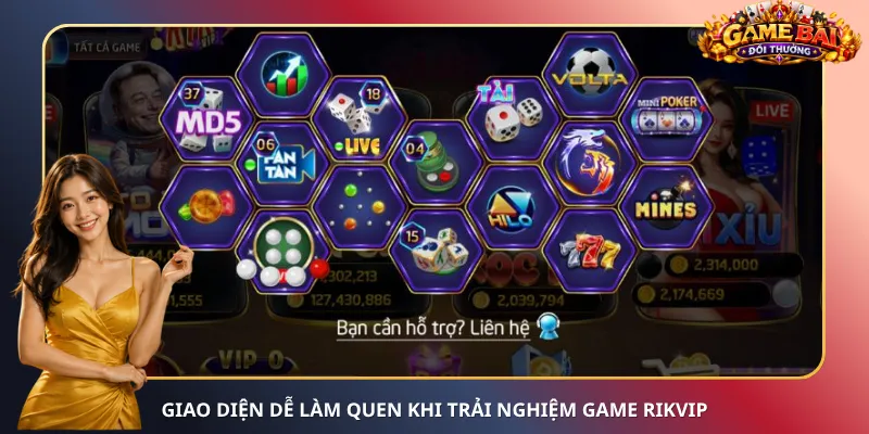 Giao diện dễ làm quen khi trải nghiệm game RikVip