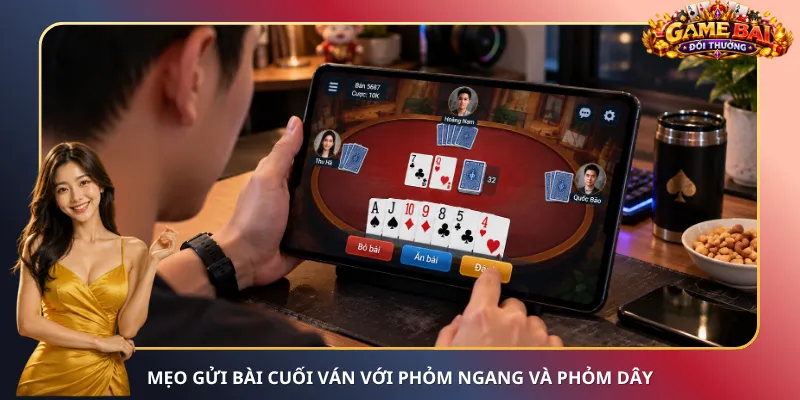 Mẹo gửi bài cuối ván với phỏm ngang và phỏm dây